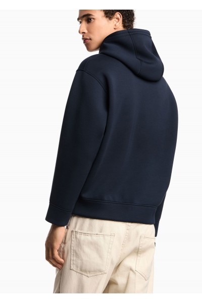Double-jersey hooded sweatshirt with oversized eagle embroidery Double-jersey hooded sweatshirt with oversized eagle embroidery