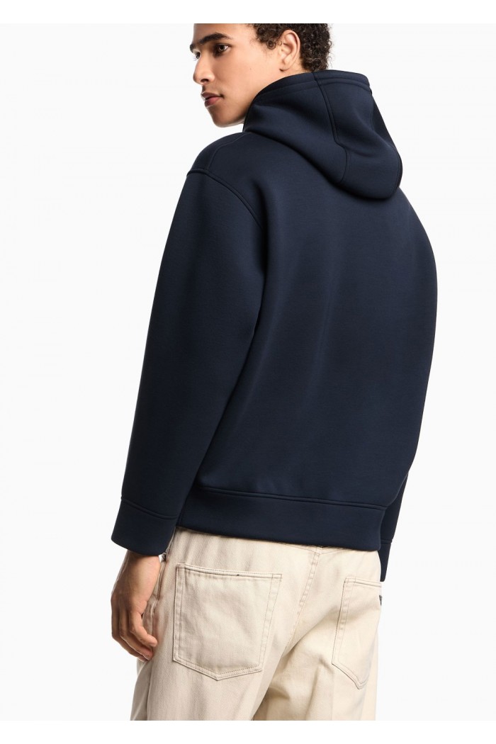 Double-jersey hooded sweatshirt with oversized eagle embroidery Double-jersey hooded sweatshirt with oversized eagle embroidery