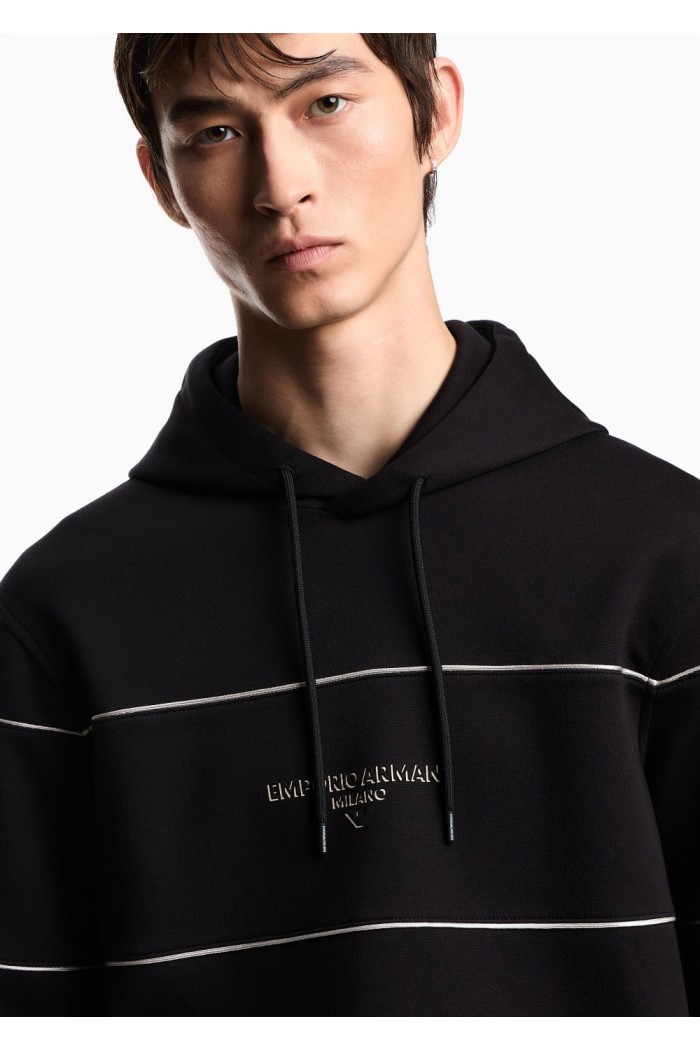 Double-jersey hooded sweatshirt with 3D-effect logo Double-jersey hooded sweatshirt with 3D-effect logo