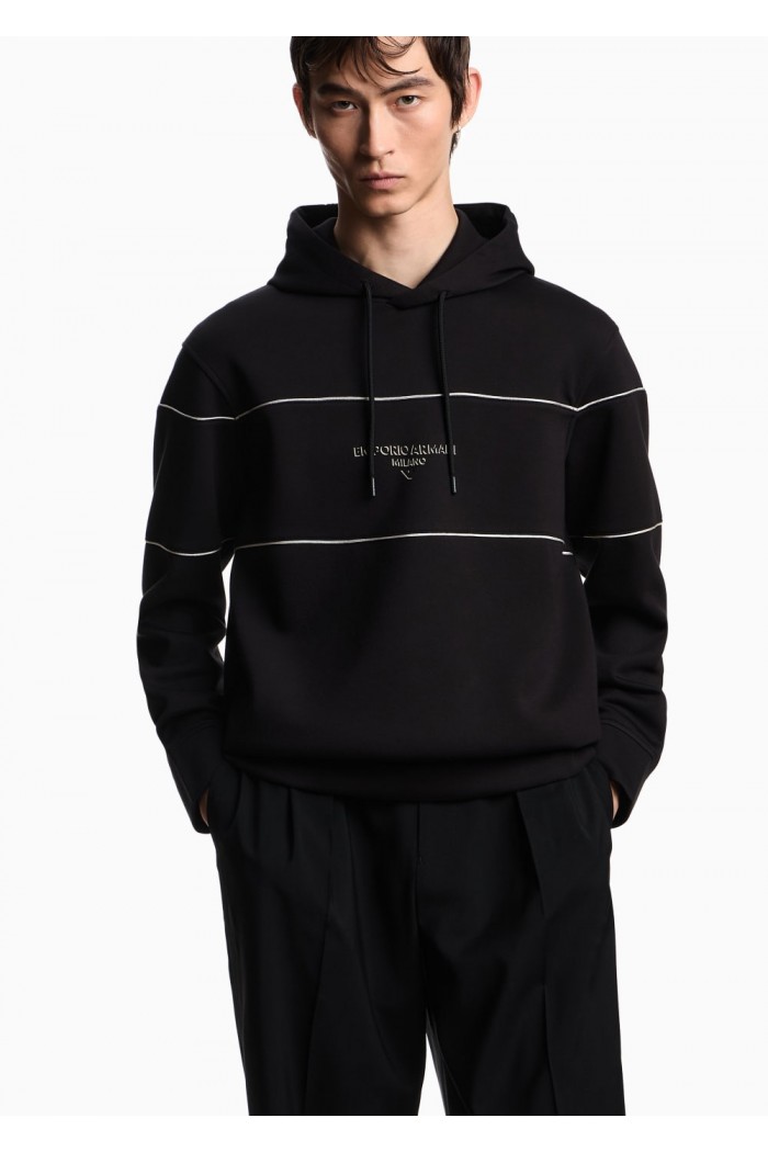 Double-jersey hooded sweatshirt with 3D-effect logo Double-jersey hooded sweatshirt with 3D-effect logo