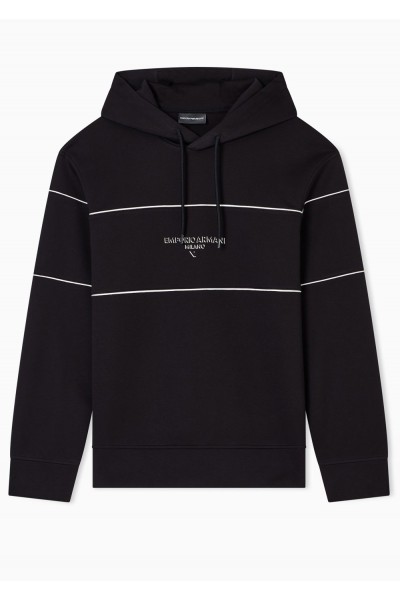 Double-jersey hooded sweatshirt with 3D-effect logo Double-jersey hooded sweatshirt with 3D-effect logo