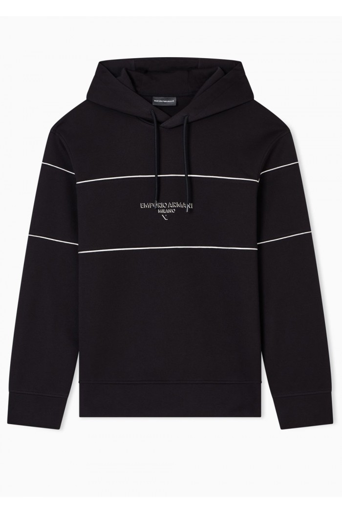 Double-jersey hooded sweatshirt with 3D-effect logo Double-jersey hooded sweatshirt with 3D-effect logo