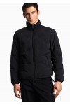 Full-zip nylon down jacket with inlaid all-over micro eagles black