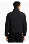 Full-zip nylon down jacket with inlaid all-over micro eagles black