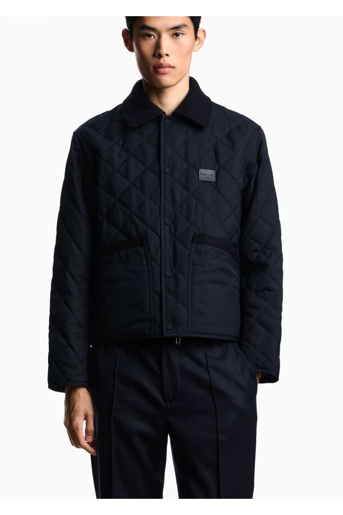 Quilted nylon blouson with flannel details