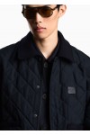 Quilted nylon blouson with flannel details