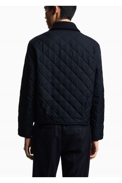 Quilted nylon blouson with flannel details