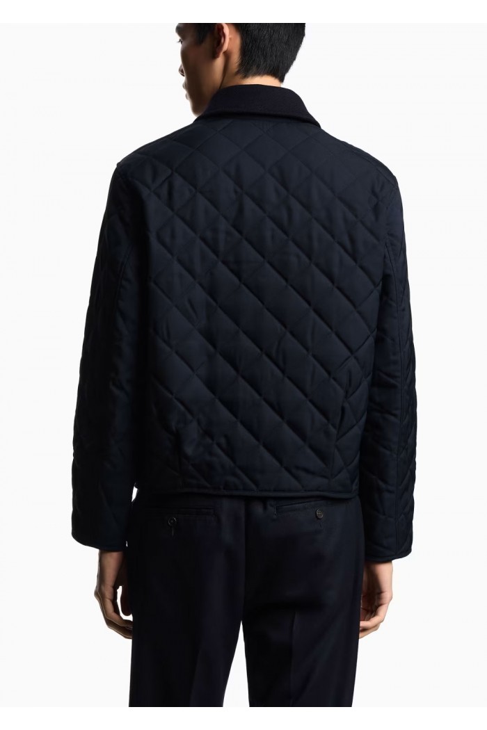 Quilted nylon blouson with flannel details