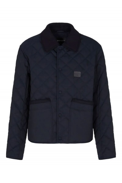 Quilted nylon blouson with flannel details