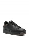 Leather sneakers with rubber back knurled sole