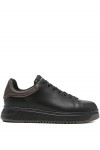 Leather sneakers with rubber back knurled sole