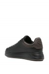 Leather sneakers with rubber back knurled sole