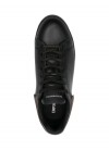 Leather sneakers with rubber back knurled sole