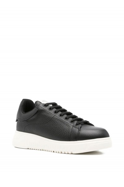 Tumbled leather sneakers with knurled soles