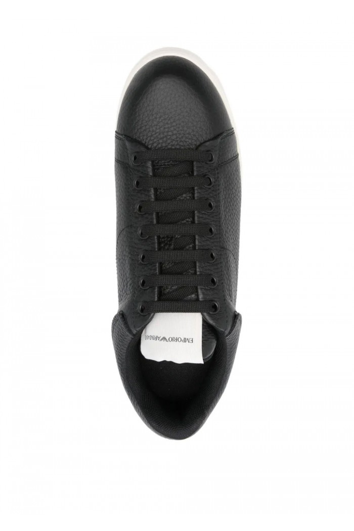 Tumbled leather sneakers with knurled soles