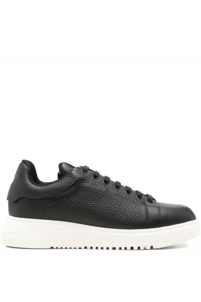 Tumbled leather sneakers with knurled soles
