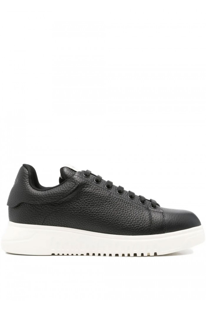Tumbled leather sneakers with knurled soles