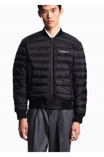 Reversible nylon blouson with flocked logo lettering Reversible nylon blouson with flocked logo lettering