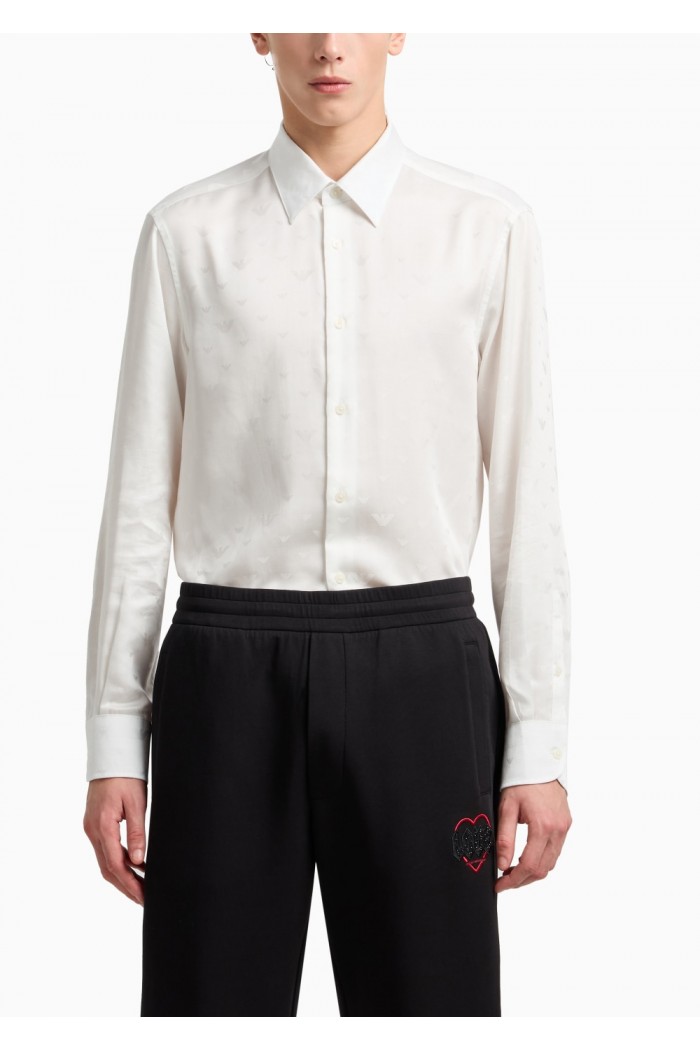 Jacquard Lyocell shirt with all-over eagles