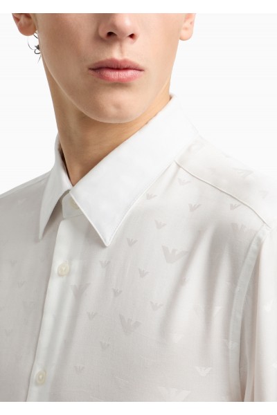 Jacquard Lyocell shirt with all-over eagles