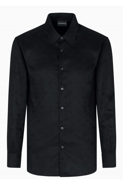 Jacquard Lyocell shirt with all-over eagles