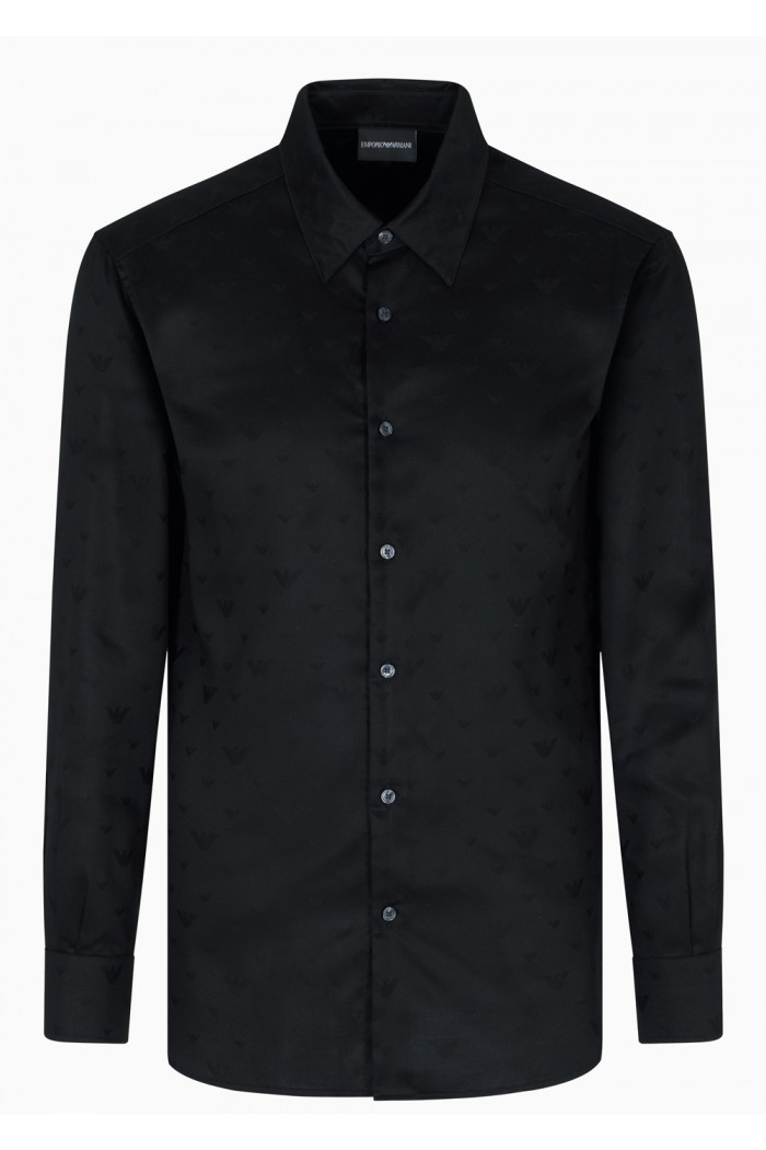 Jacquard Lyocell shirt with all-over eagles