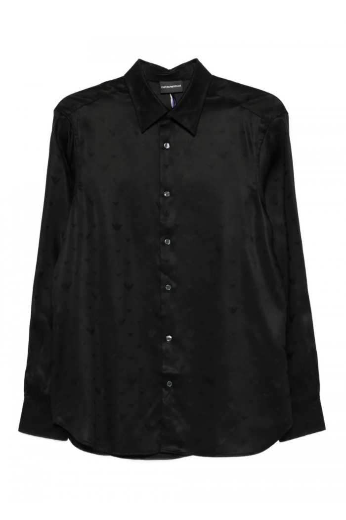 Jacquard Lyocell shirt with all-over eagles