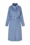 Mock-neck wool-blend coat with matching belt