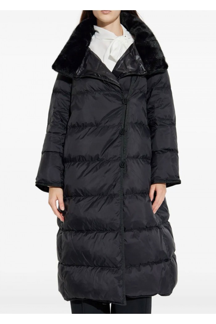  water-repellent recycled-nylon reversible long down jacket