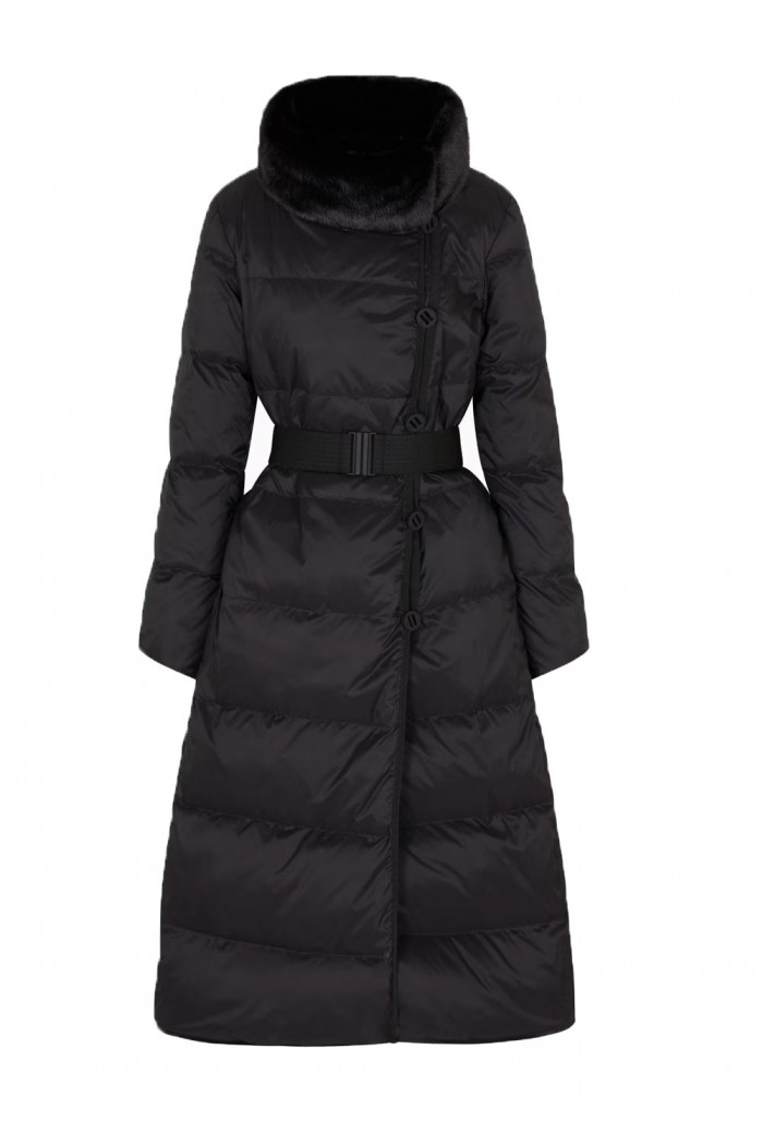  water-repellent recycled-nylon reversible long down jacket