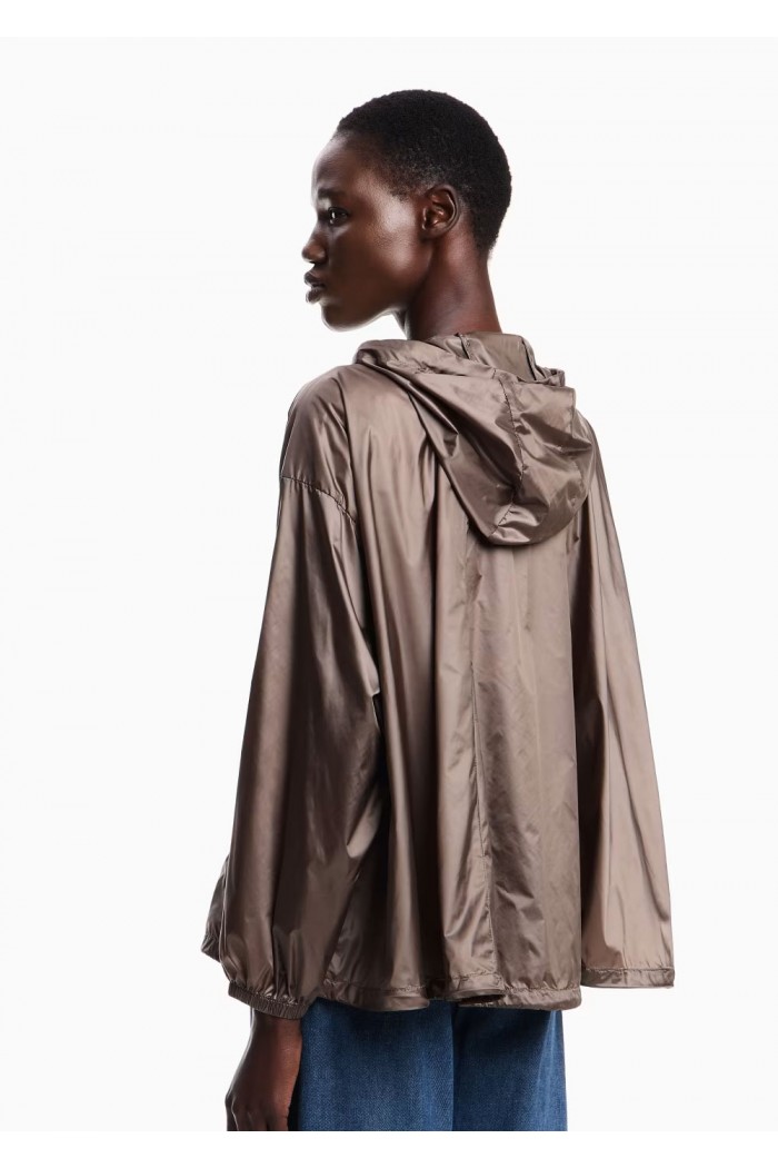 Water-repellent nylon hooded blouson