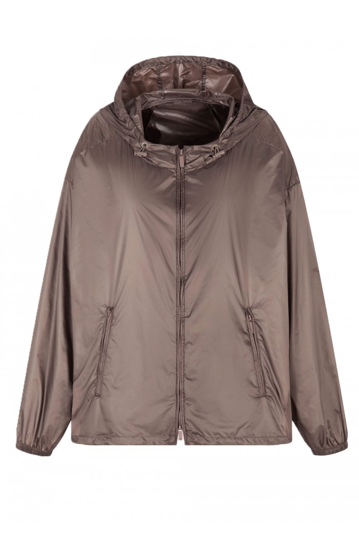 Water-repellent nylon hooded blouson