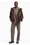 Faux-fur reversible blouson with hood and drawstrin