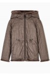 Faux-fur reversible blouson with hood and drawstrin