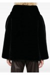 Faux-fur reversible blouson with hood and drawstrin