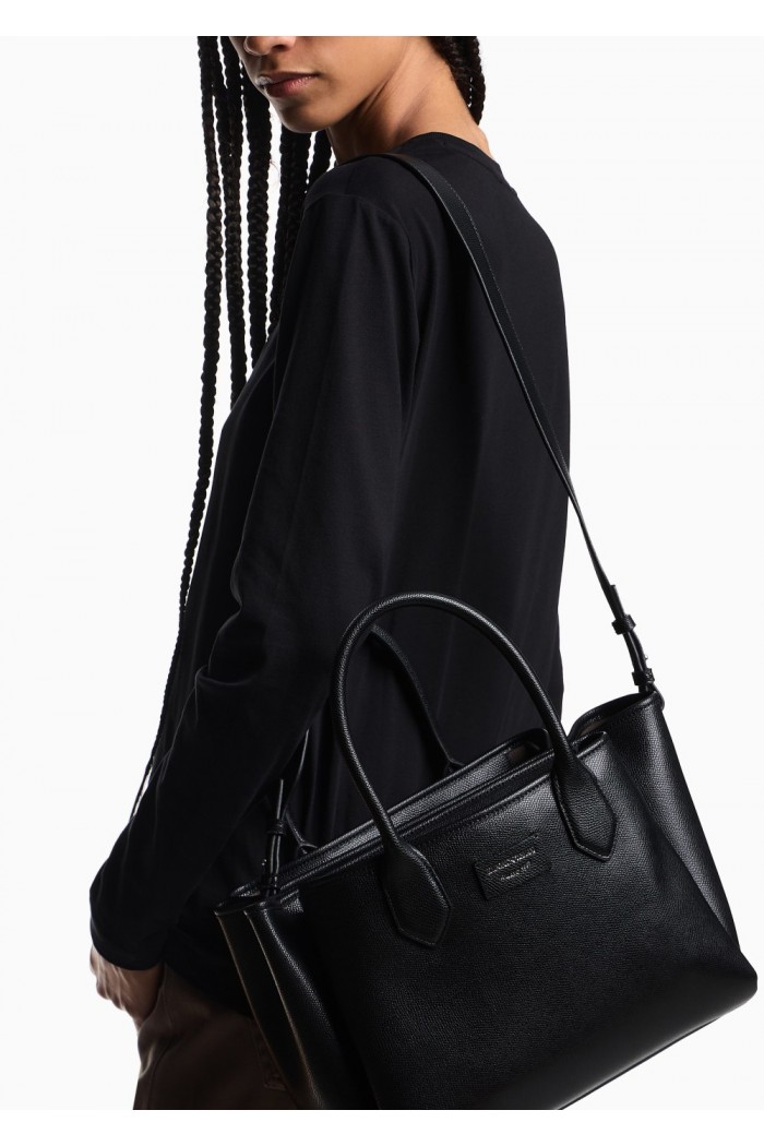 Medium shopper bag with palmellato finish