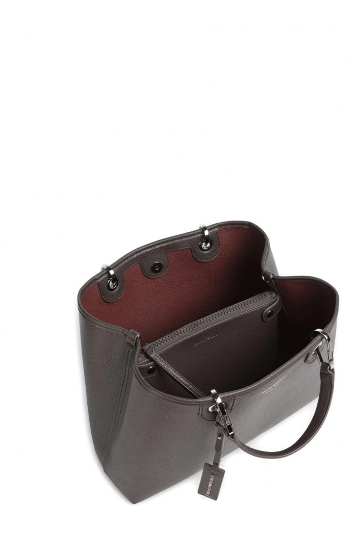 Shopping bag with a pebbled texture and dual top handles