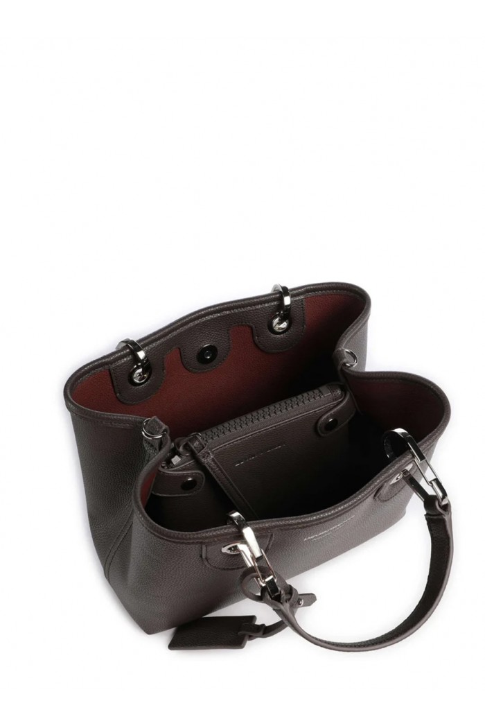 Shopping bag with pebbled finish and detachable strap