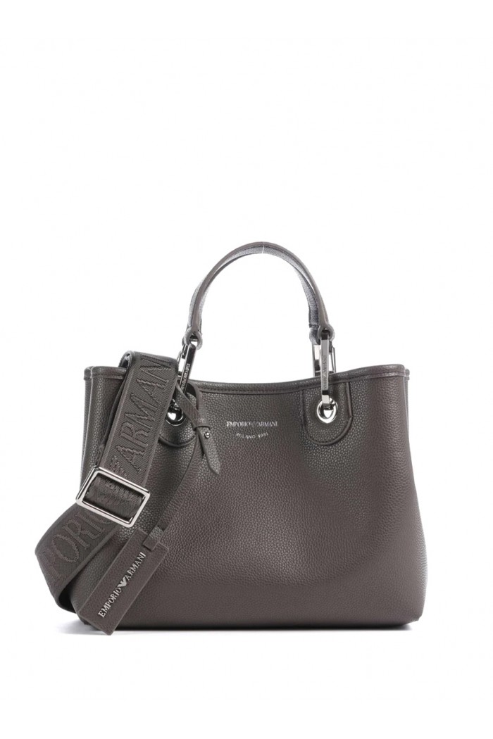 Shopping bag with pebbled finish and detachable strap