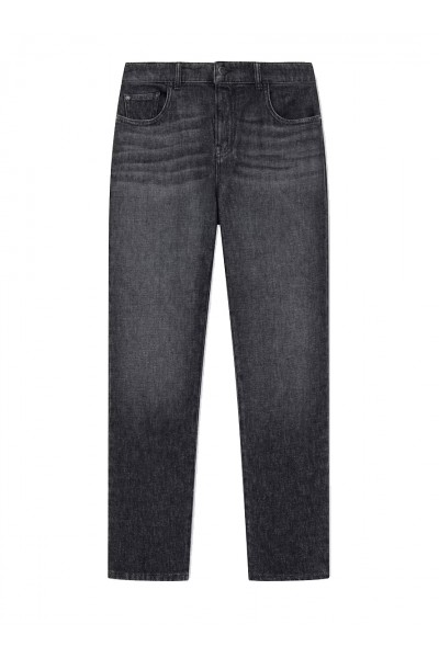 Slim-fit denim jeans with five pockets and a used look