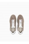 Nubuck sneakers with perforated details and a rubber sole