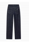 Five-pocket denim jeans with a metal knot on the waistband