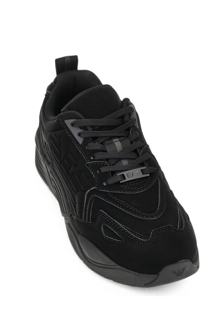 logo-embossed panelled sneakers