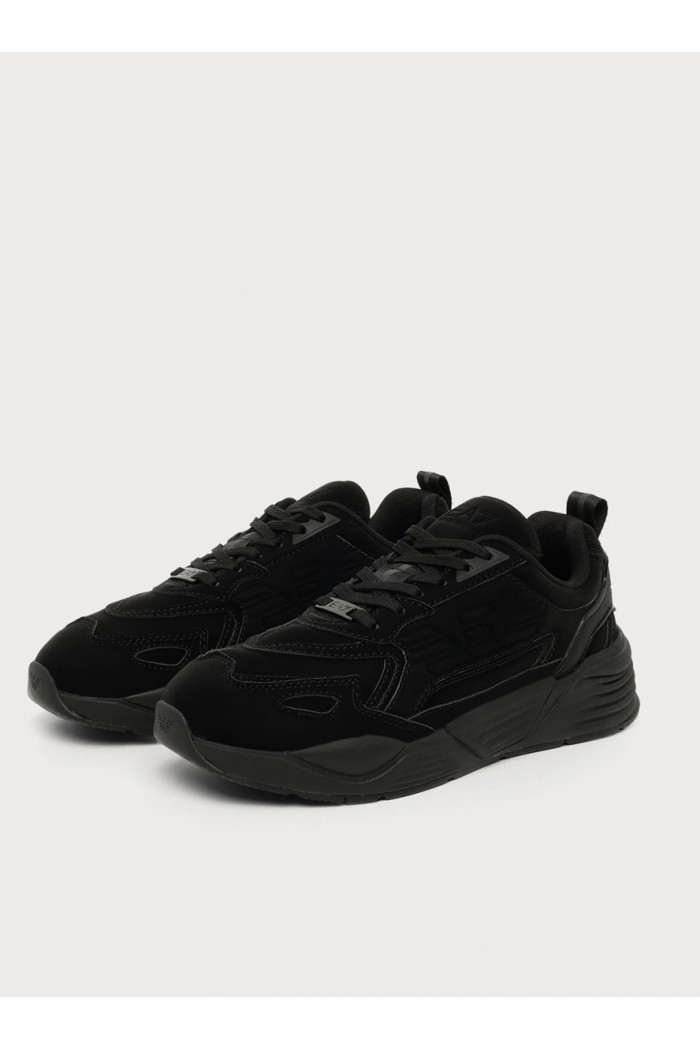 logo-embossed panelled sneakers