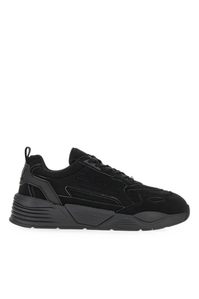 logo-embossed panelled sneakers