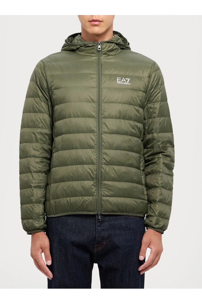 down jacket with fixed hood Core Identity