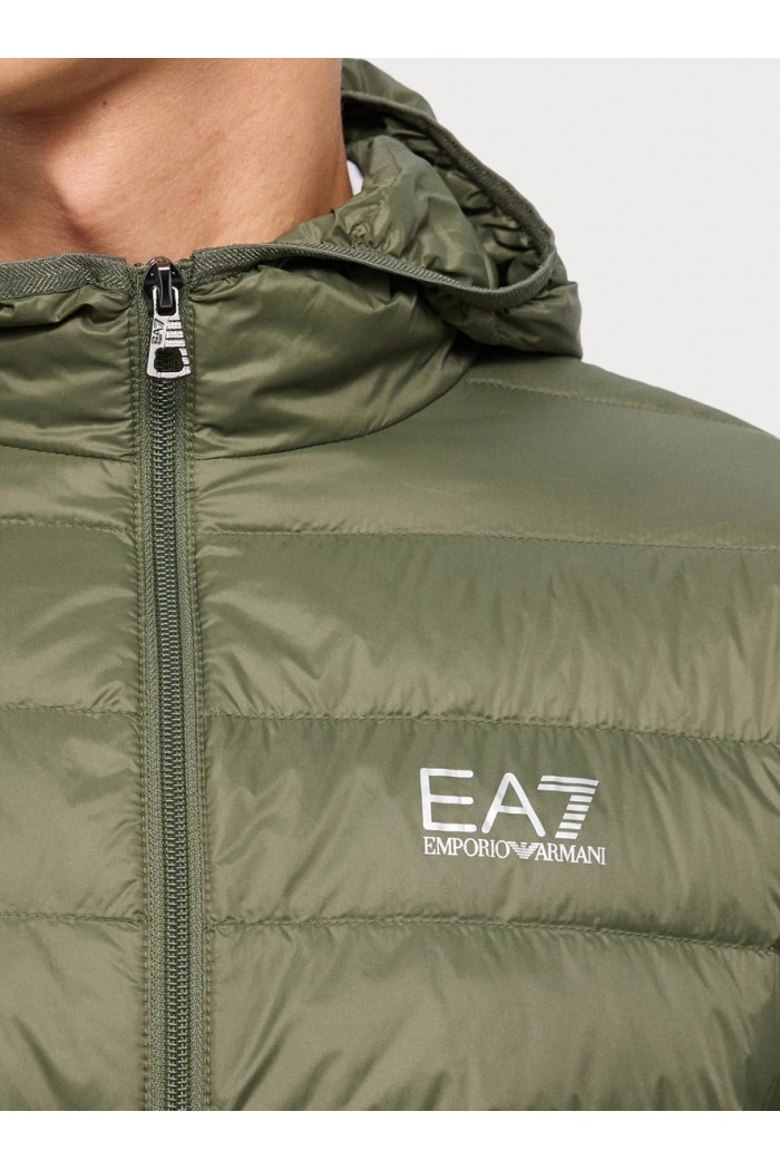 down jacket with fixed hood Core Identity