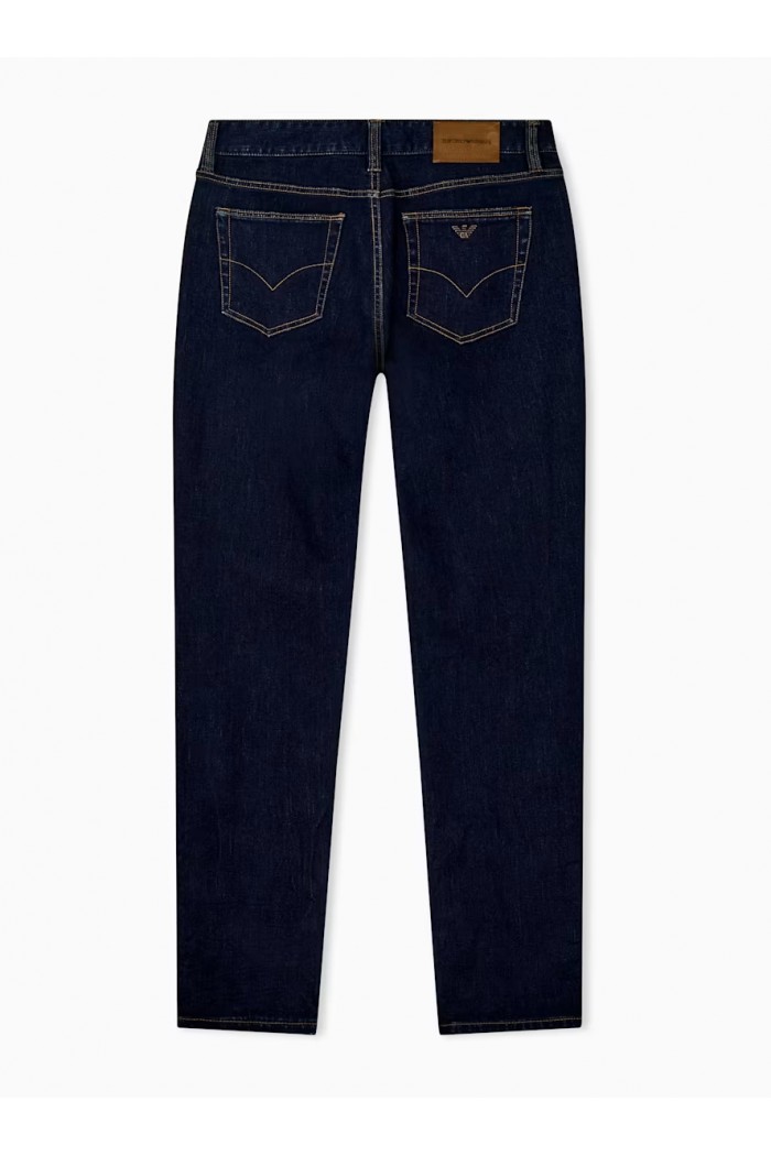 Slim-fit five-pocket denim jeans with contrast stitching