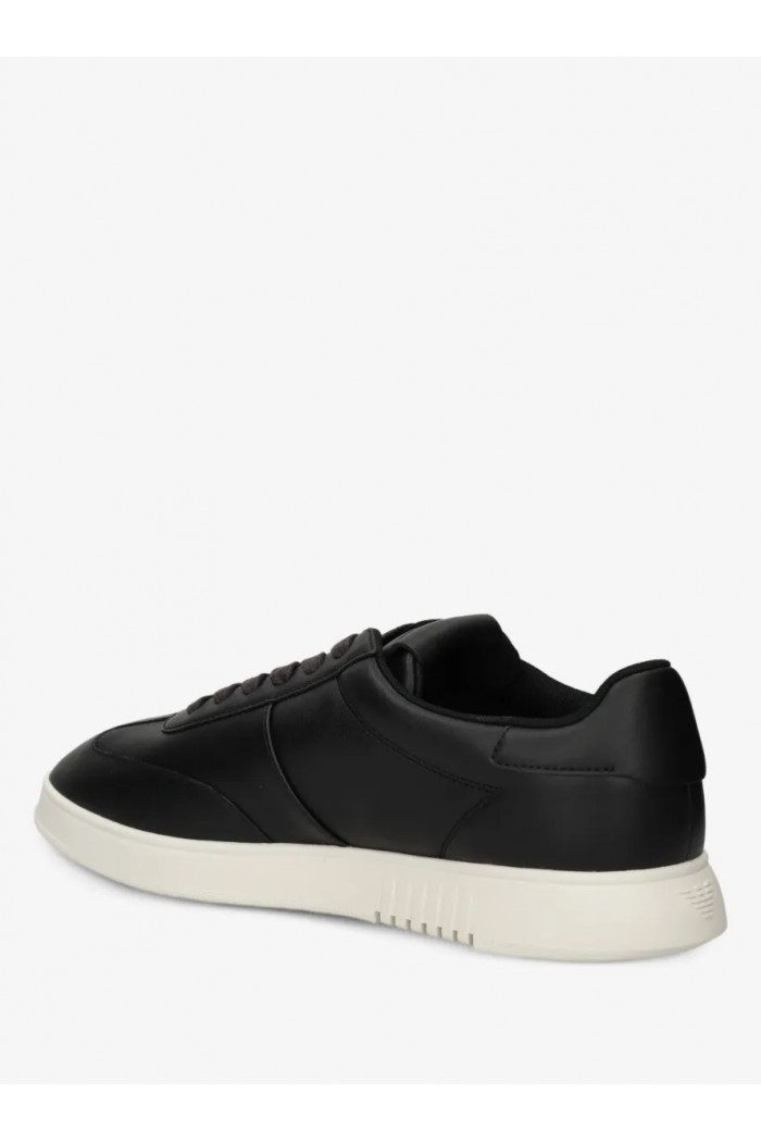 Leather sneakers with eagle plate
