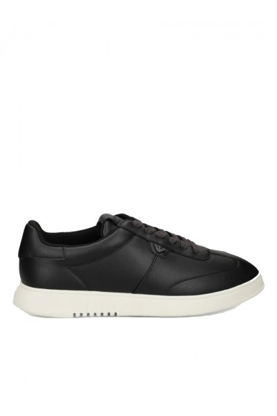 Leather sneakers with eagle plate